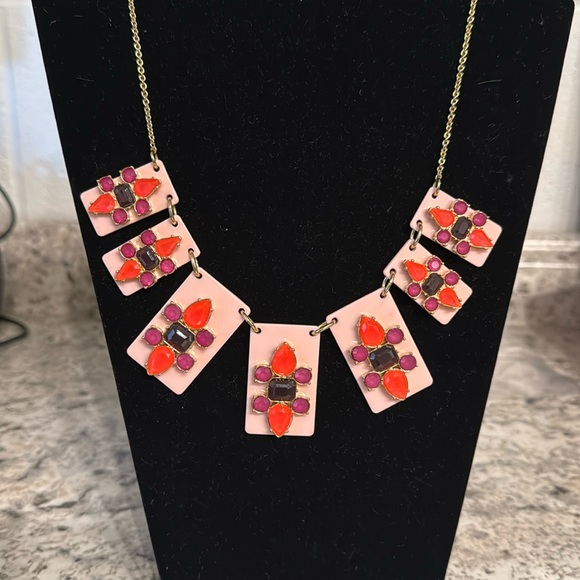 Kate Spade necklace light pink with jewels in brighter colors and gold hardware - Picture 1 of 4
